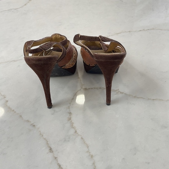 Colin Stuart Suede and Leather Platform Sandals - Picture 3 of 4